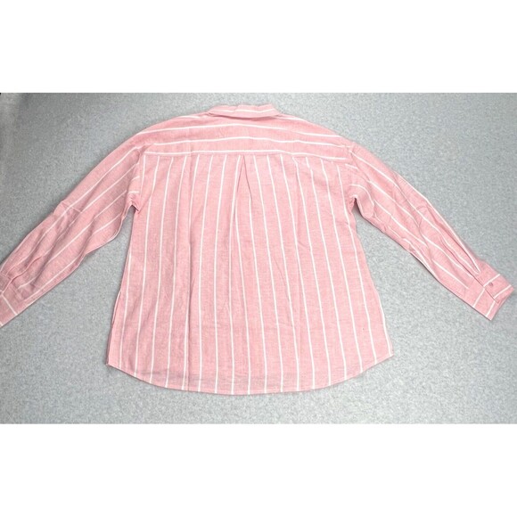 G by Giuliana Shirt Womens Small Pink Striped Button Front Casual Soft Everyday - Picture 4 of 16